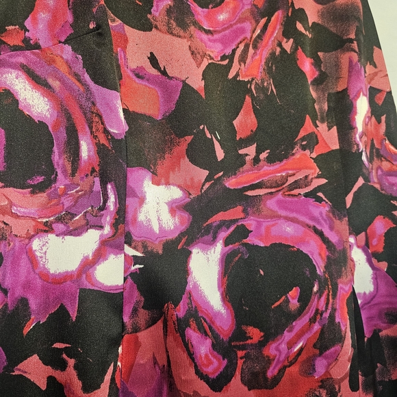 Kasper Pink and Black Floral Midi Dress Women's 14 - Picture 2 of 6